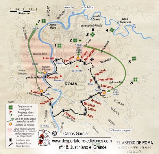 En DESPERTA FERRO ANTIGUA Y MEDIEVAL nº18: JUSTINIANO I EL GRANDE podrás encontrar: LA DEFENSA DE ROMA POR BELISARIO, por Christopher Lillington-Martin