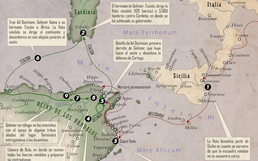La conquista del reino vándalo. Las batallas de Ad Decimum y Tricamerum